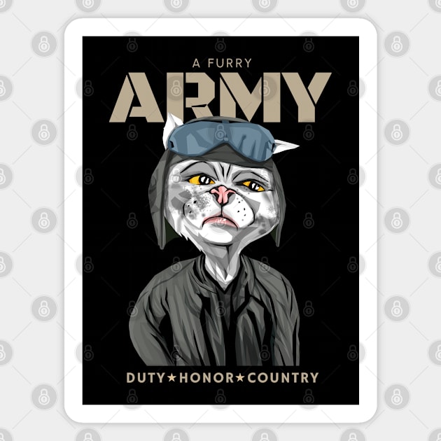 A Furry Army Cat Magnet by KewaleeTee